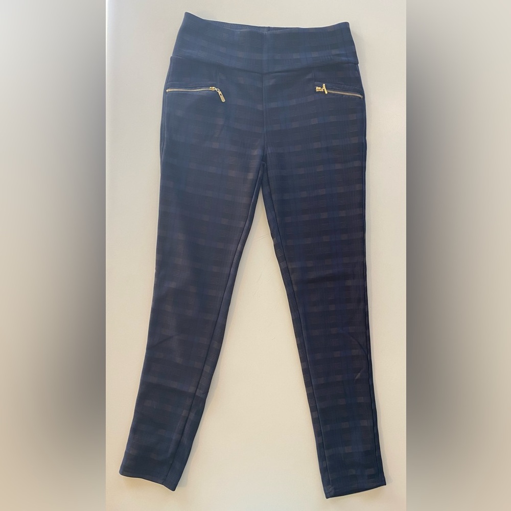 Plaid Pants with Gold Accents